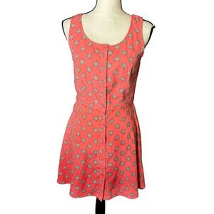Miss Daisy Dress Women's Size S Sleeveless Coral Floral Mini Casual Summer